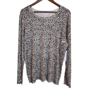 Liz Claiborne Peggy Animal Crew Neck Lightweight Sweater XL